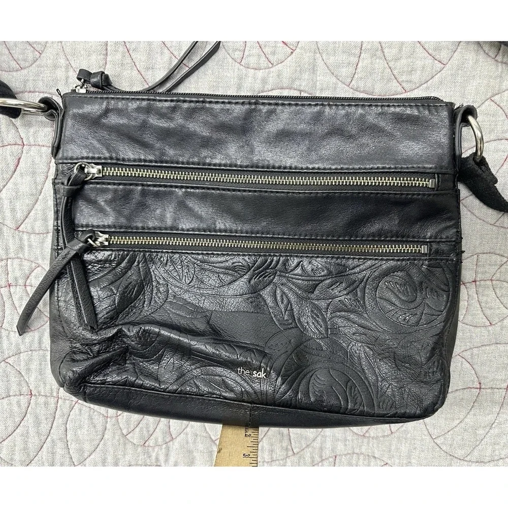 The Sak Reseda Crossbody Bag‎ Black Tooled Embossed Leather / Women's One Size